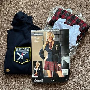 Dreamgirl Black Blazer with Red Tartan Skirt Costume